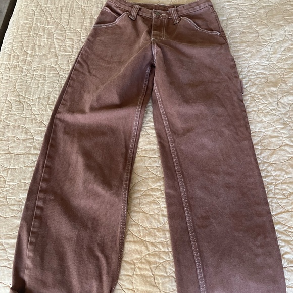 Brandy Melville John Galt-Women's High Waisted Brown Carpenter Jeans-Size Small - Picture 1 of 6
